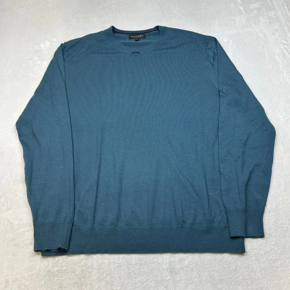 Banana Republic Sweater Mens‎ XL Crew Neck Long Sleeve Knit Pullover Teal 7619